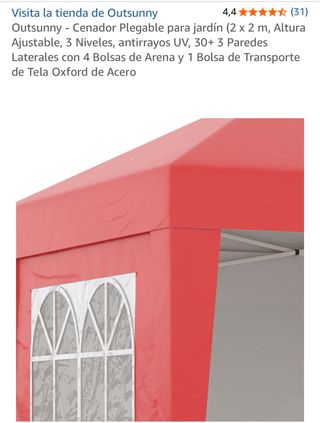 Carpa Plegable 2x2 Roja para Camping pesca jardín