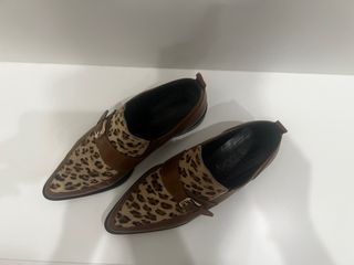 Mocasines Piel Animal Print Hebilla Marrón