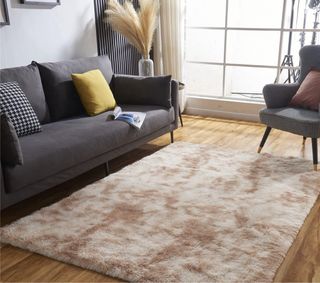 Alfombra Shaggy Beige y Marrón