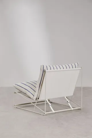 Sillón de exterior beige y azul