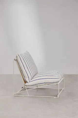 Sillón de exterior beige y azul