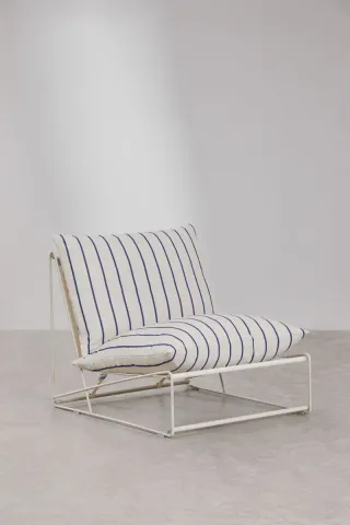 Sillón de exterior beige y azul