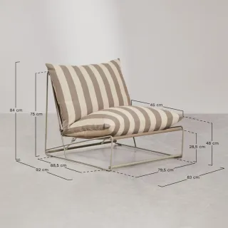Sillón de exterior beige y azul
