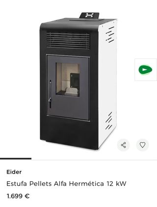 EIDER ESTUFA DE PELLETS ALFA 12 KW. MUY POTENTE.