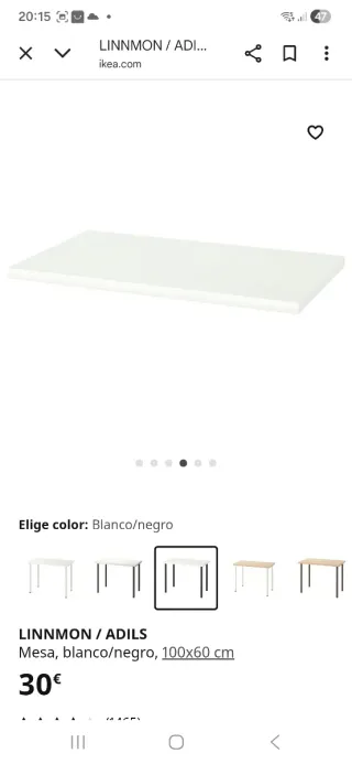 Escritorio LINNMON / ADILS blanco/negro 100x60