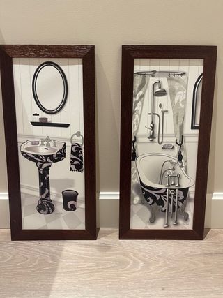 Set di 2 quadri bagno vintage