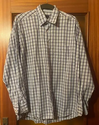 Camisa de cuadros hombre azul y gris