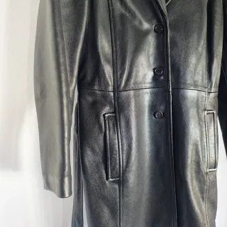 Chaqueta Piel Cortefiel 3/4 Trench Negra