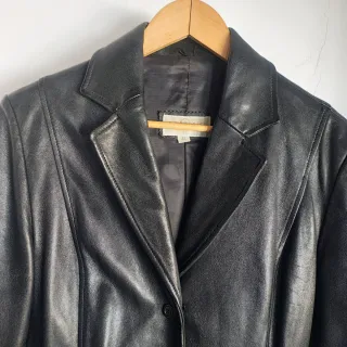 Chaqueta Piel Cortefiel 3/4 Trench Negra