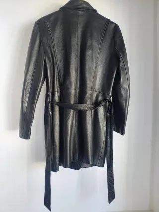 Chaqueta Piel Cortefiel 3/4 Trench Negra