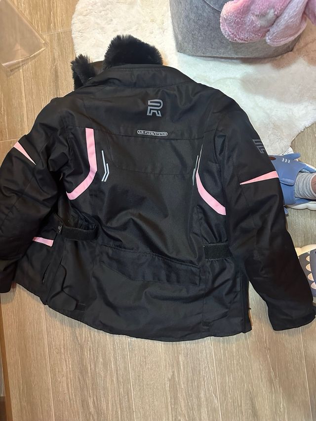 Chaqueta Moto Mujer Negra Rosa Talla S