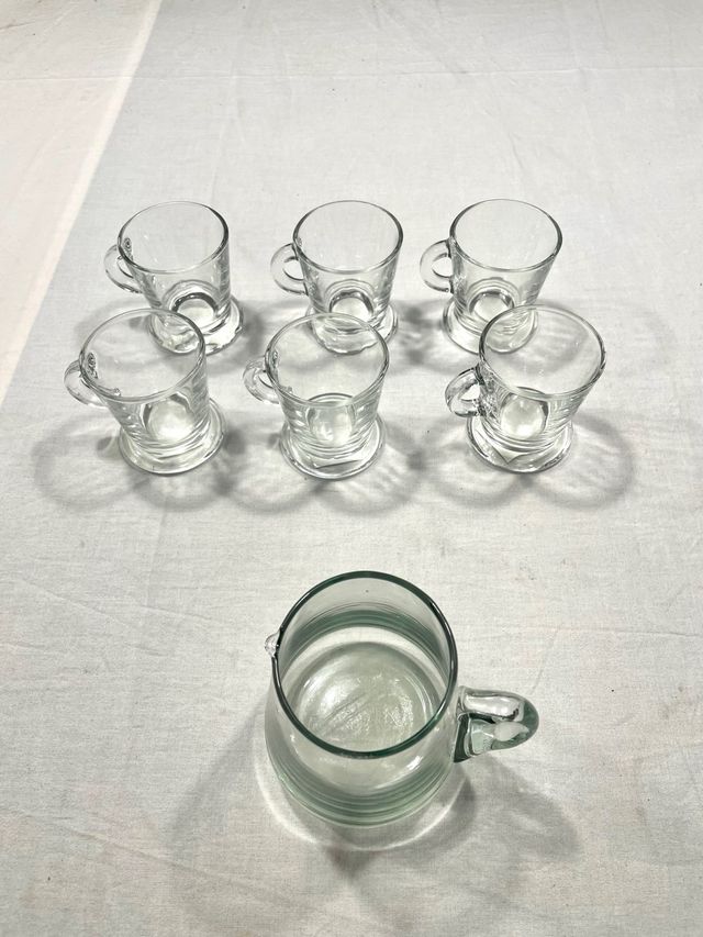 6 Tazas Café + Lechera Vidrio