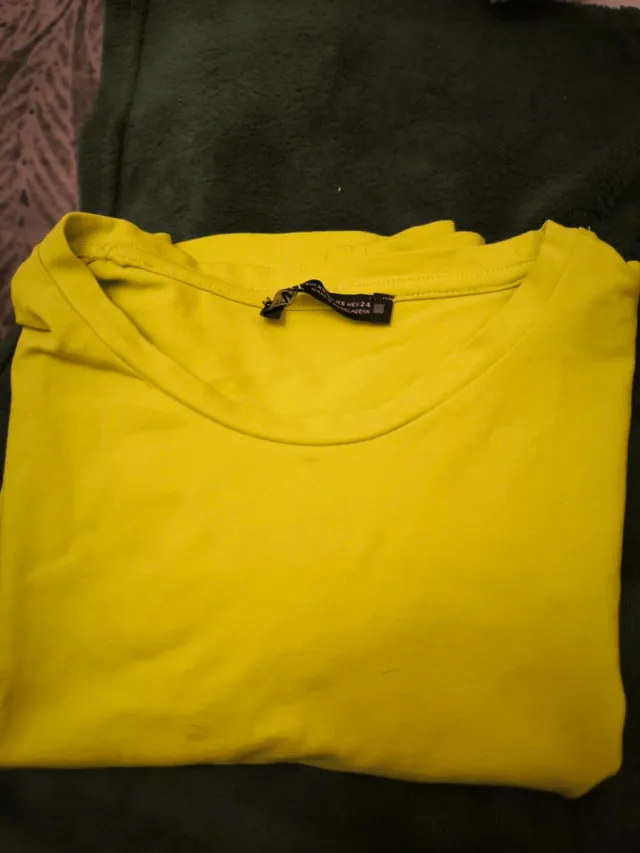Camiseta Zara Manga Corta XS/34 Amarilla