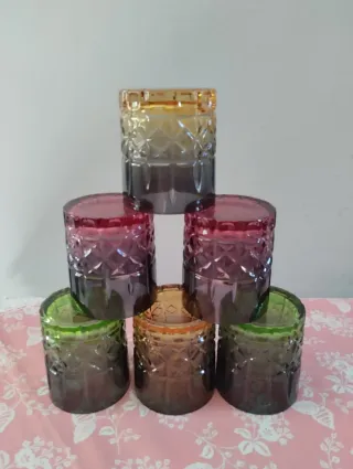 Set 6 Bicchieri Vetro Colorati