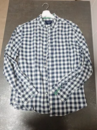 Camisa cuadros azul marino hombre