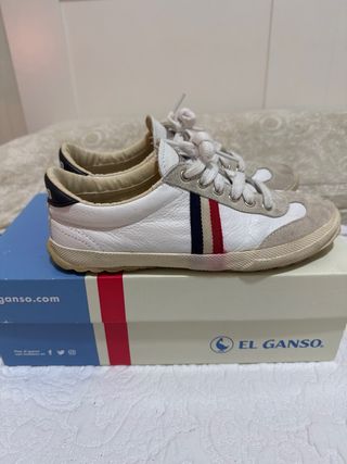 Zapatillas El Ganso Piel Mujer Blancas