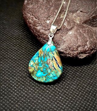 Colgante Crisocola Natural con plata 925