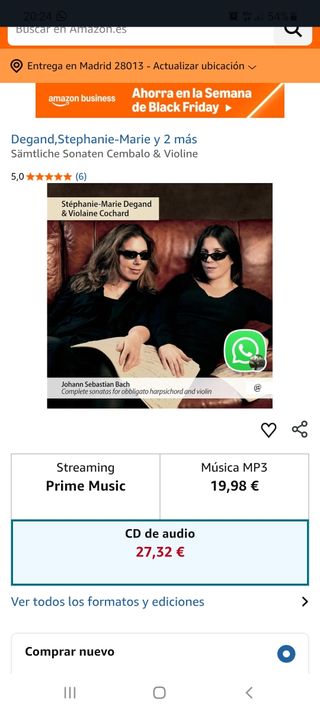 2 CDs Música Clásica Bach Sonatas