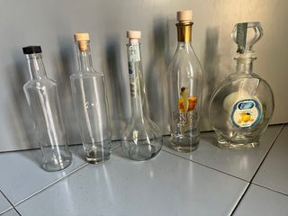 5 Bottiglie di Vetro Vuote
