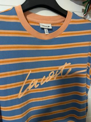 Camiseta Lacoste Rayas Azul Naranja