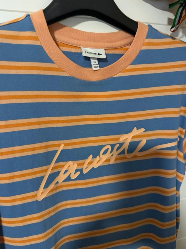 Camiseta Lacoste Rayas Azul Naranja