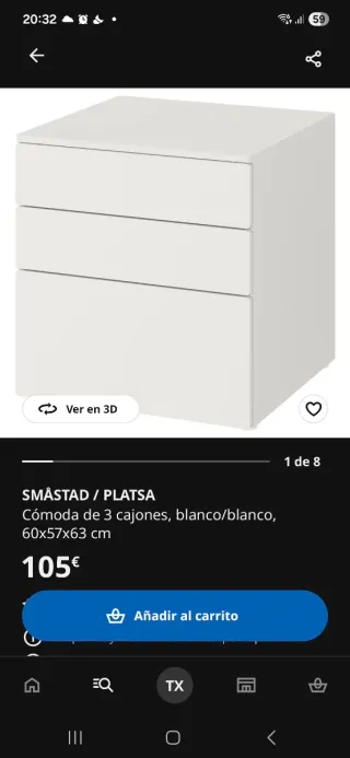 Cajonera SMASTAD blanca
