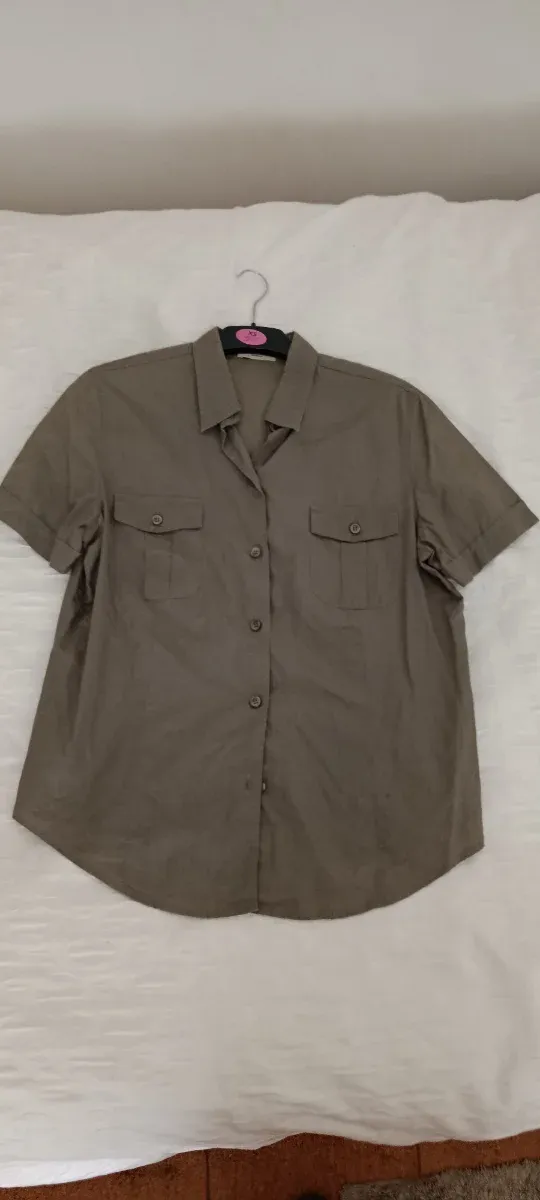 Camisa verde militar manga corta