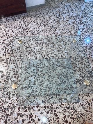 Mesa de cristal con 2 niveles