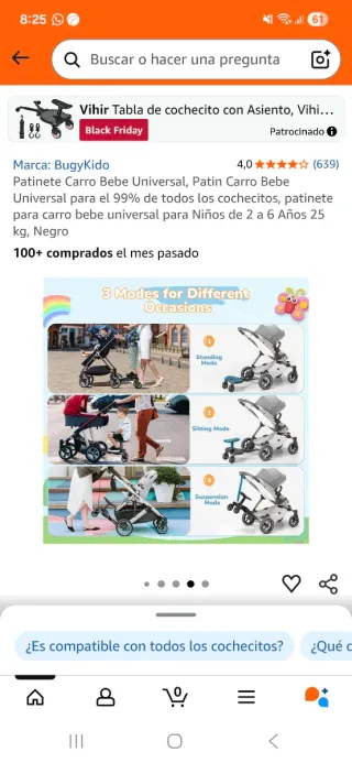 Patinete Buggy Board para Carro Bebé