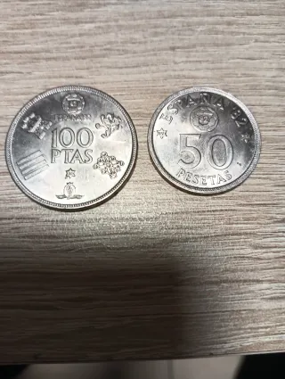 Monedas 50 y 100 Pesetas España