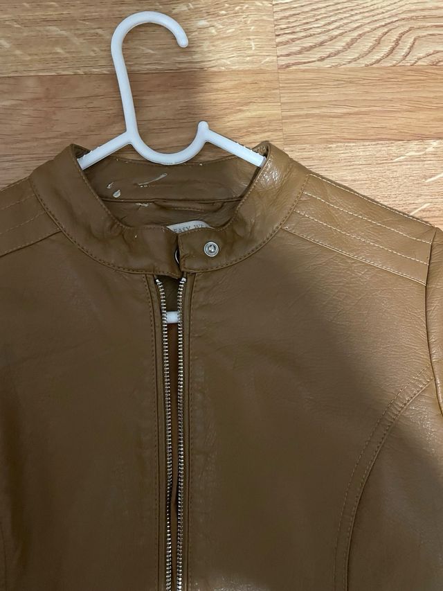 Chaqueta de cuero mujer marrón