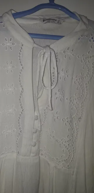 Blusa mujer Stradivarius blanca bordada talla L