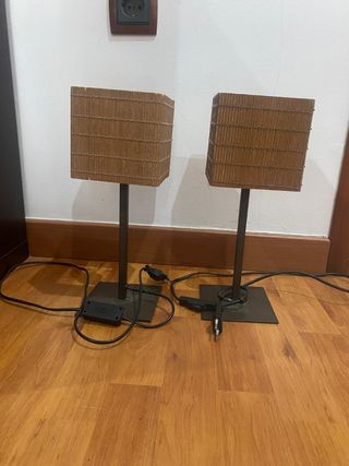 Juego 3 Lámparas Dormitorio Bambú Metal