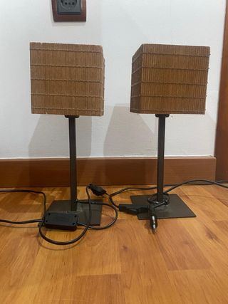 Juego 3 Lámparas Dormitorio Bambú Metal