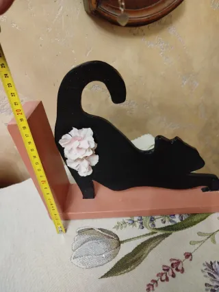 Ferma libro gatto nero decorato