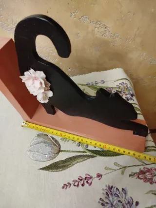 Ferma libro gatto nero decorato