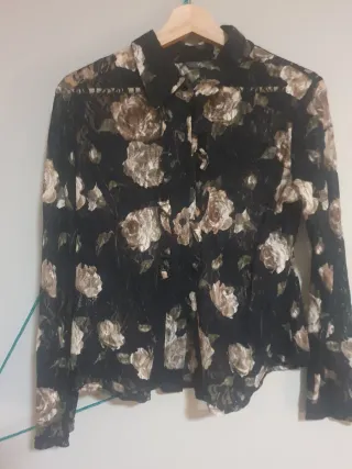 Camisa viscosa estampada flores