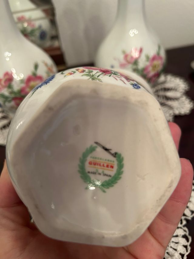 Juego tocador porcelana flores