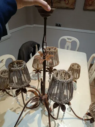 Lámpara de techo rústica con cristales