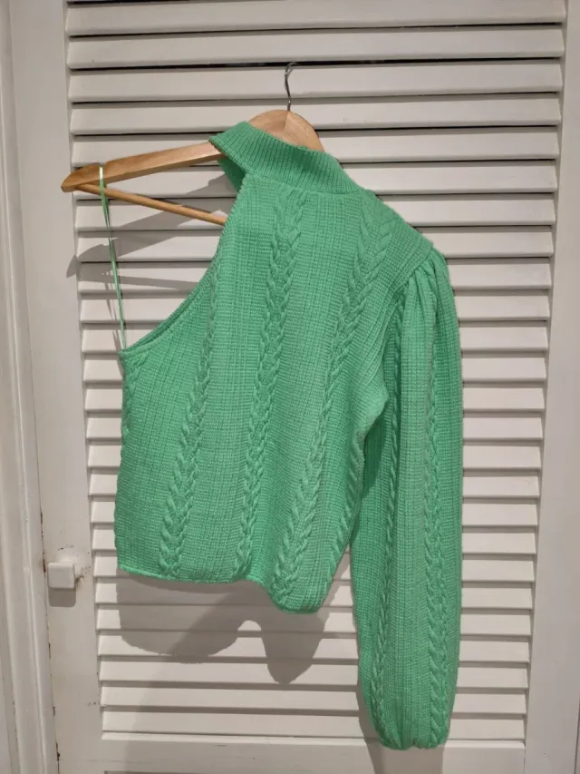 Jersey verde de punto trenzado