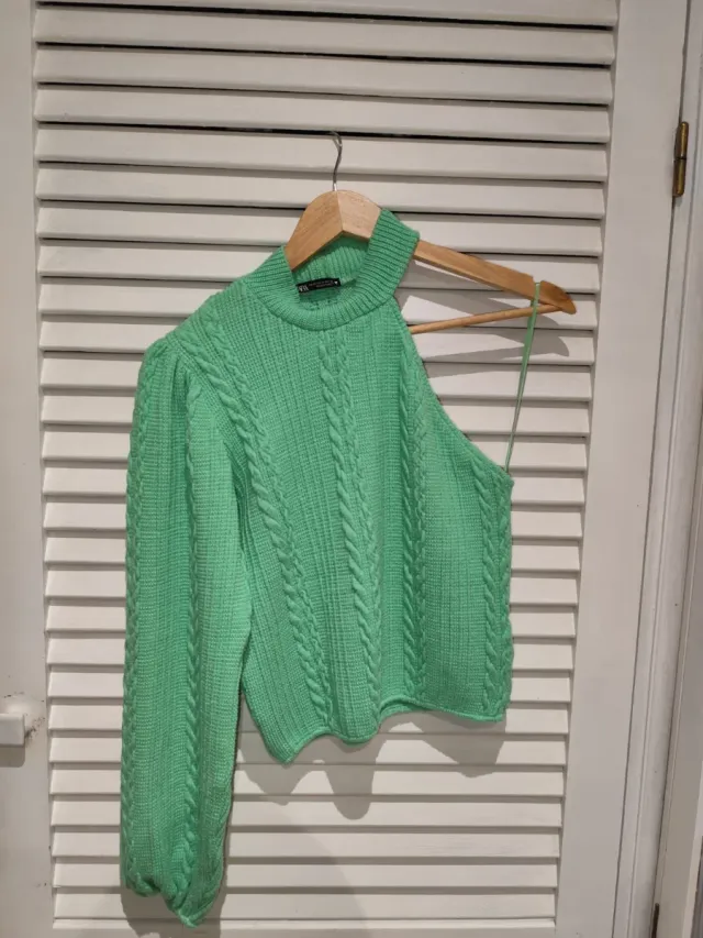 Jersey verde de punto trenzado