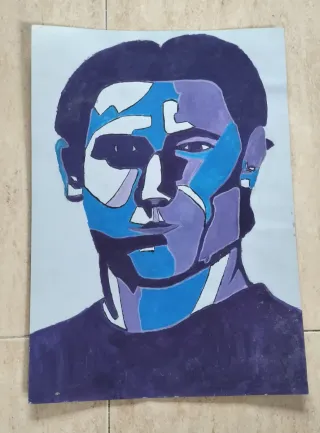 Retrato al óleo antiguo sobre cartulina