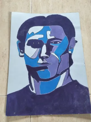 Retrato al óleo antiguo sobre cartulina