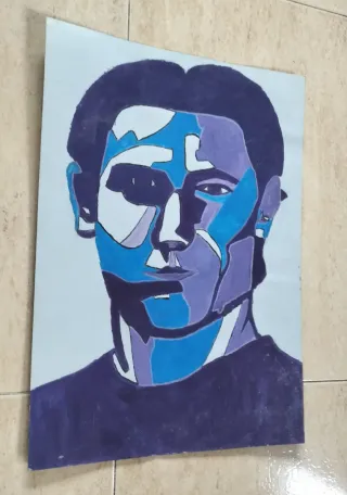 Retrato al óleo antiguo sobre cartulina