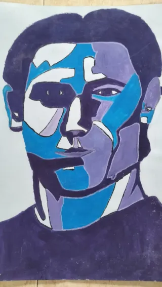 Retrato al óleo antiguo sobre cartulina