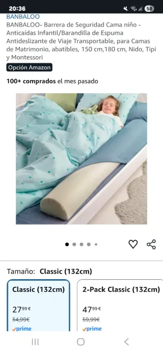 Barrera protectora cama niños BANBALOO