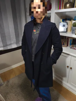 Abrigo azul paño Zara Talla S