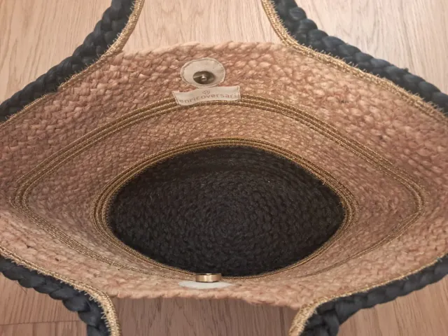 Bolso Cesta Beige y Negro