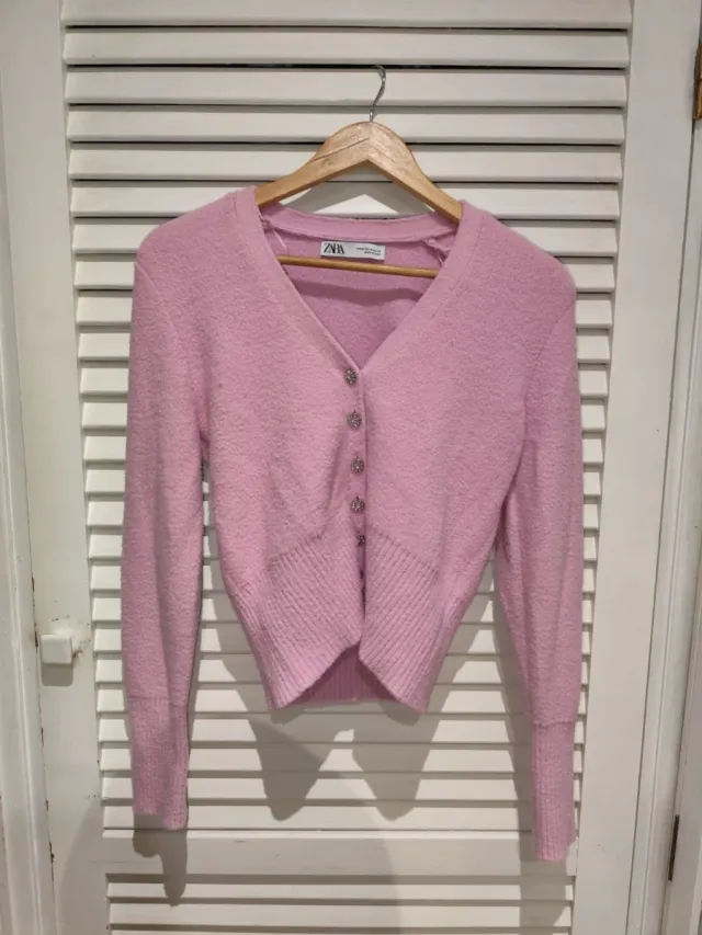 Jersey Zara rosa botones joya