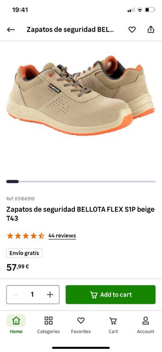Zapatos de seguridad Bellota Flex beige